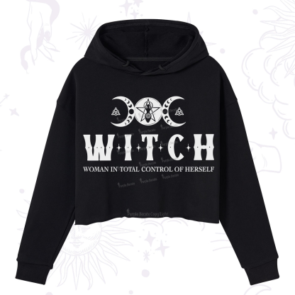 Purplehecate Hecate Woman in Total Control of Herself Crop Hoodie