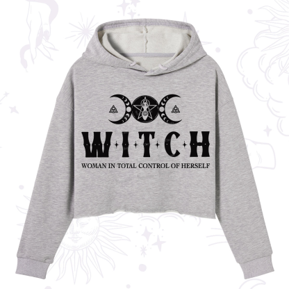 Purplehecate Hecate Woman in Total Control of Herself Crop Hoodie