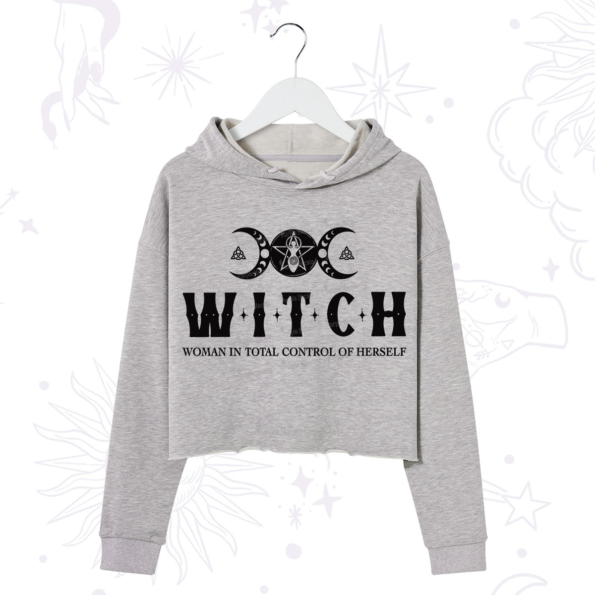 Purplehecate Hecate Woman in Total Control of Herself Crop Hoodie