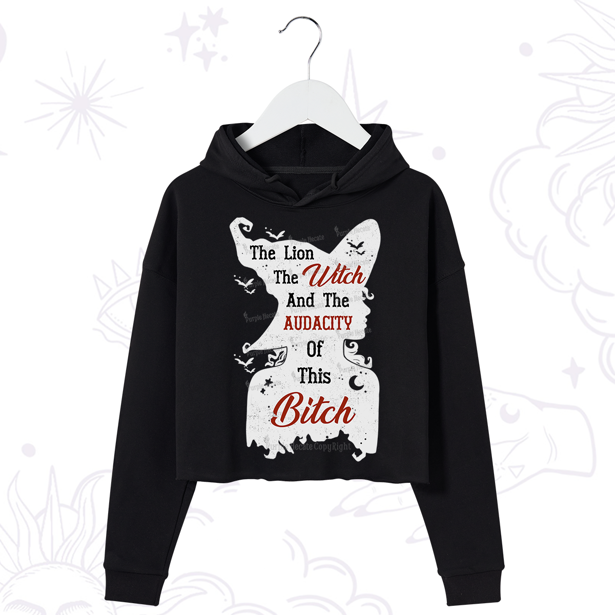 Purplehecate The Lion The Witch And The Audacity Of This Bitch Crop Hoodie
