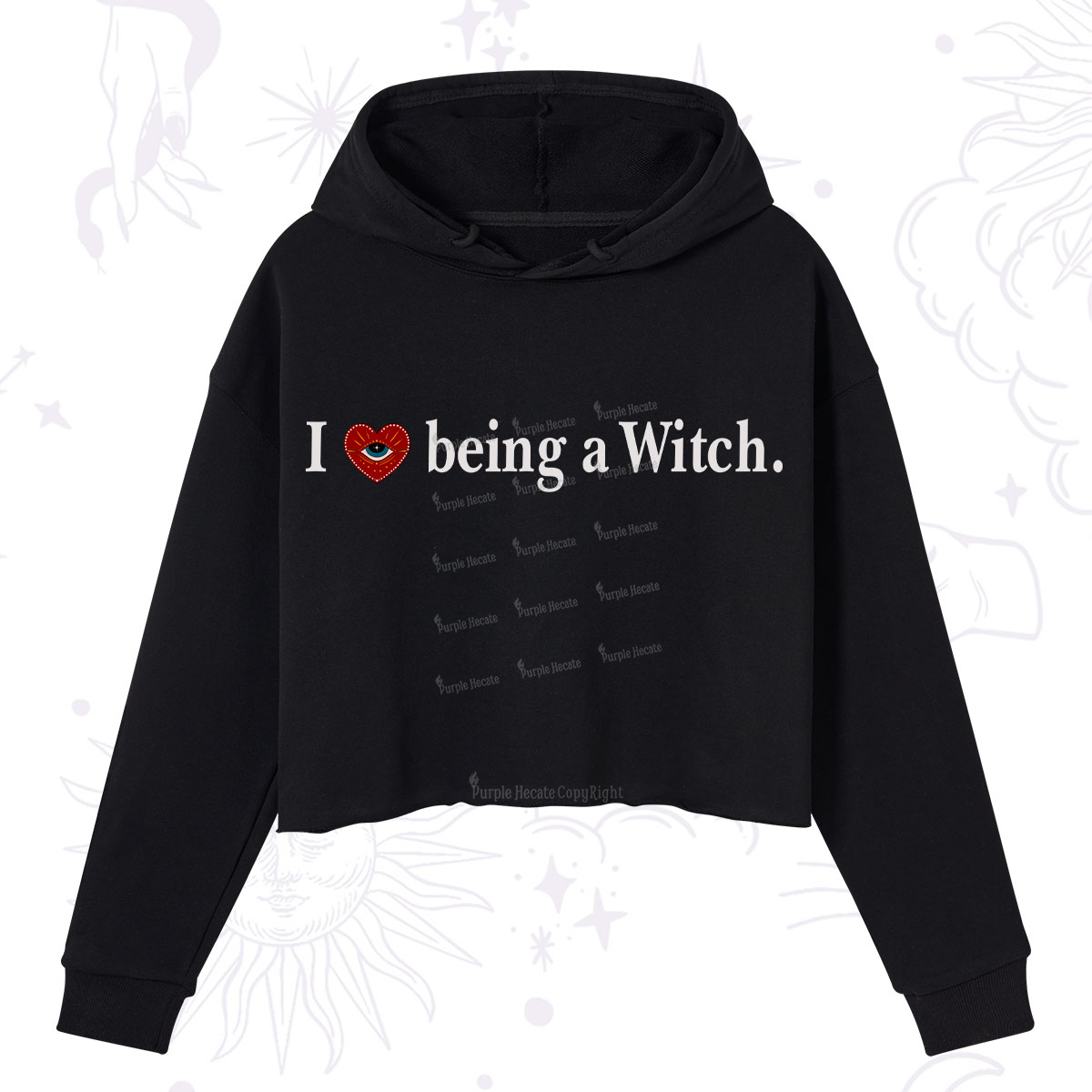 Purplehecate I Being A Witch Crop Hoodie