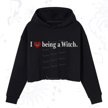 Purplehecate I Being A Witch Crop Hoodie