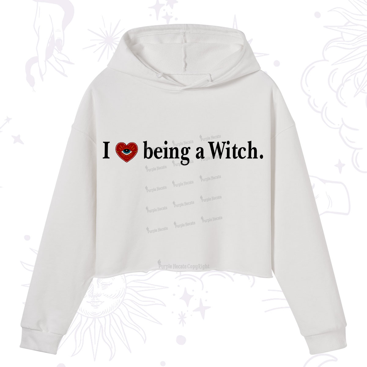 Purplehecate I Being A Witch Crop Hoodie