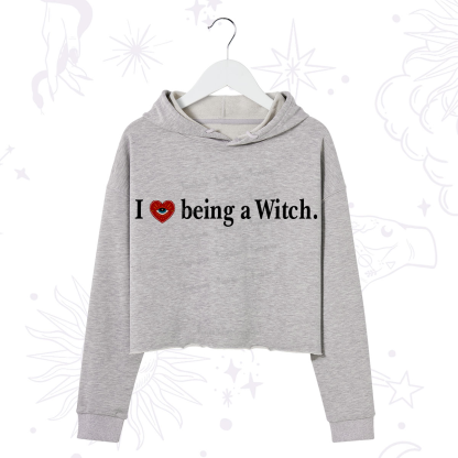 Purplehecate I Being A Witch Crop Hoodie