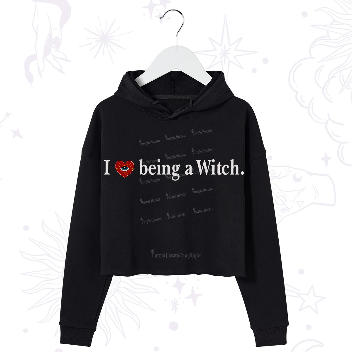 Purplehecate I Being A Witch Crop Hoodie