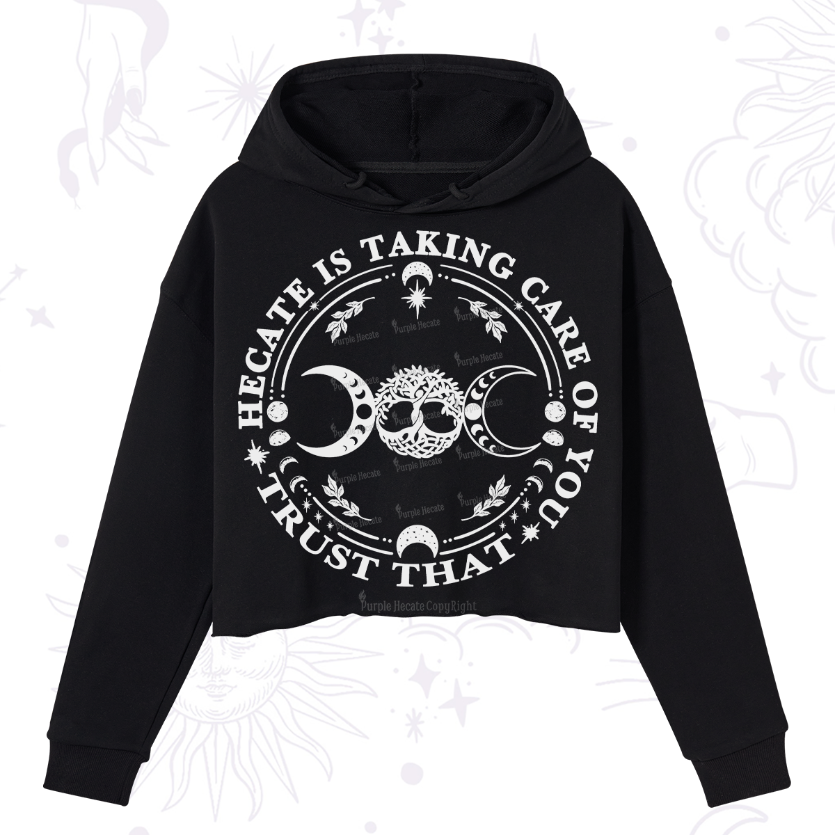 Purplehecate Hecate Is Taking Care Of You Crop Hoodie