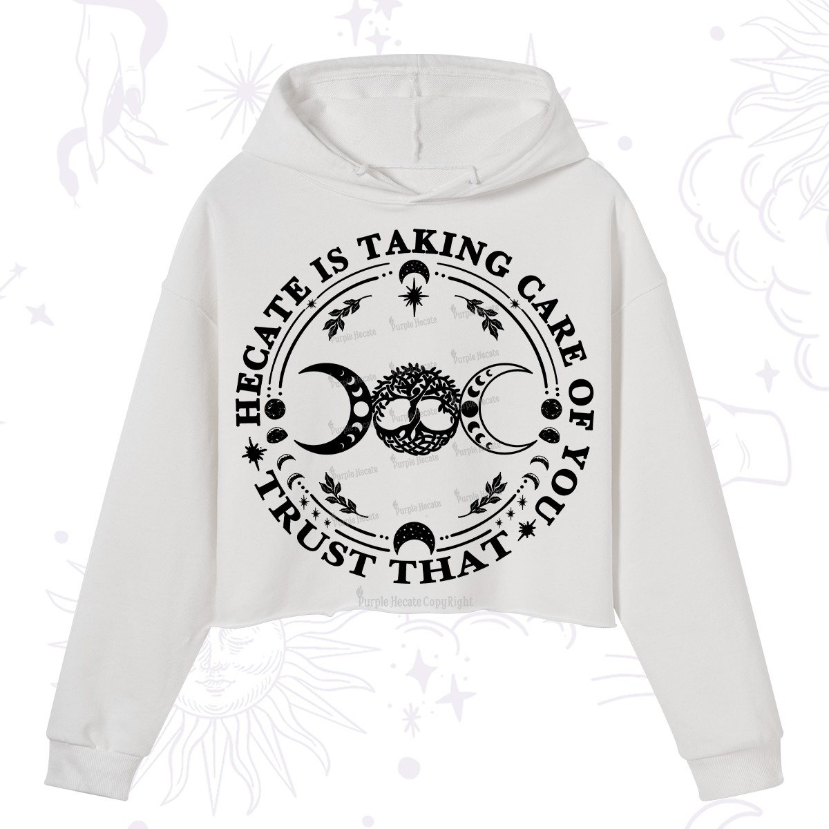 Purplehecate Hecate Is Taking Care Of You Crop Hoodie