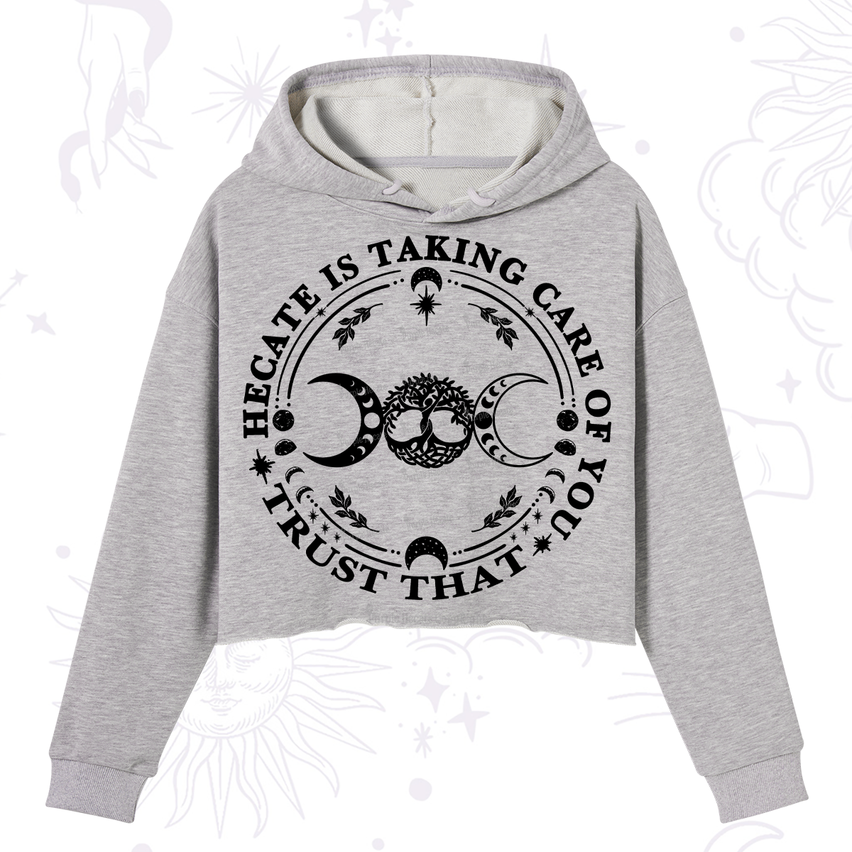 Purplehecate Hecate Is Taking Care Of You Crop Hoodie