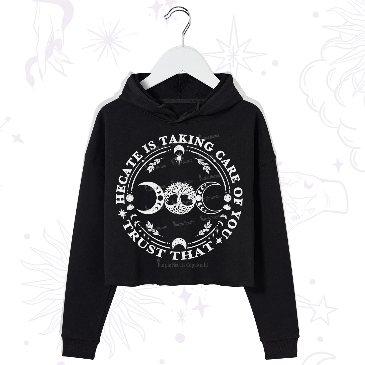 Purplehecate Hecate Is Taking Care Of You Crop Hoodie