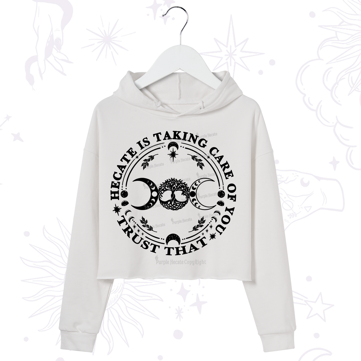 Purplehecate Hecate Is Taking Care Of You Crop Hoodie
