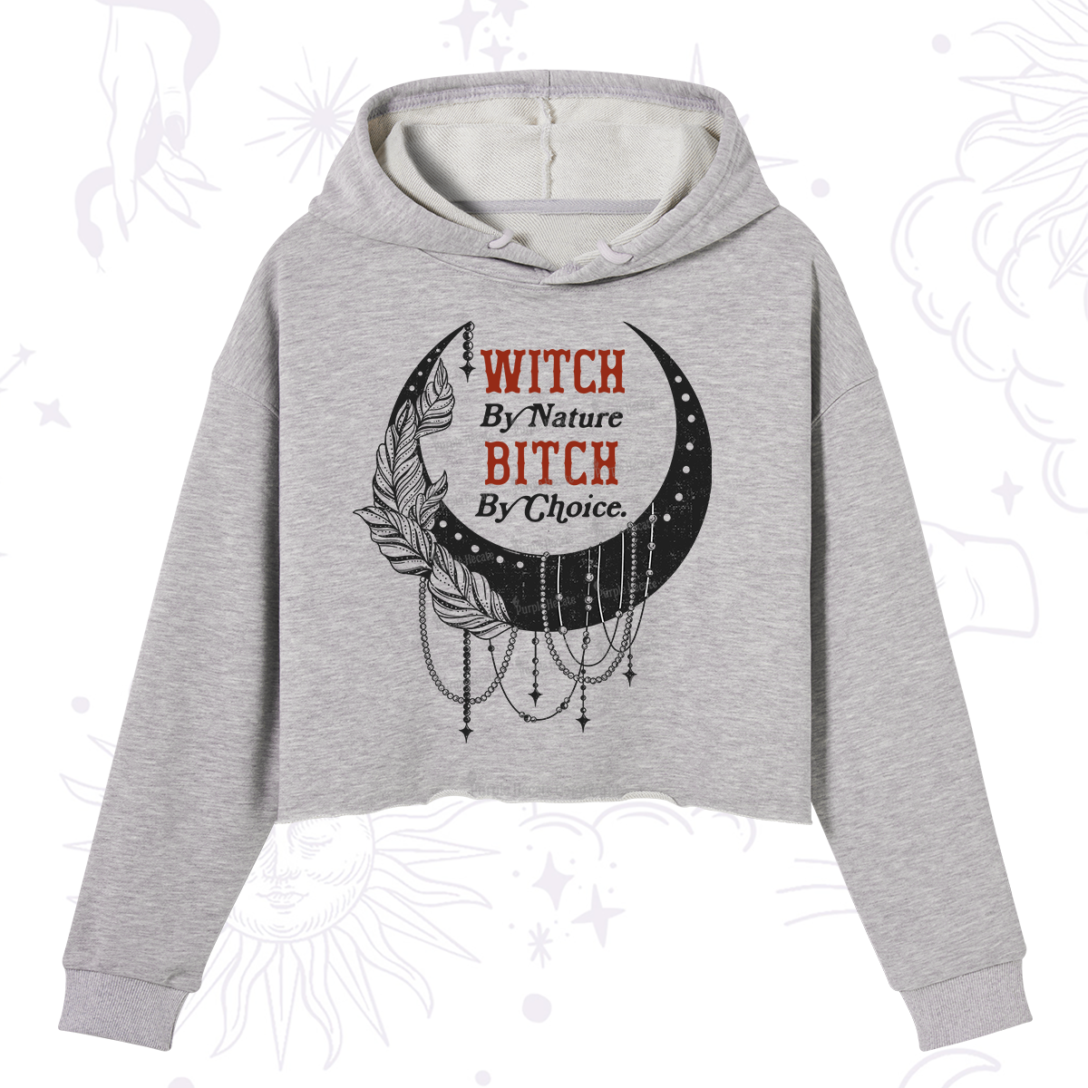 Purplehecate Witch By Nature Bitch By Choice Crop Hoodie