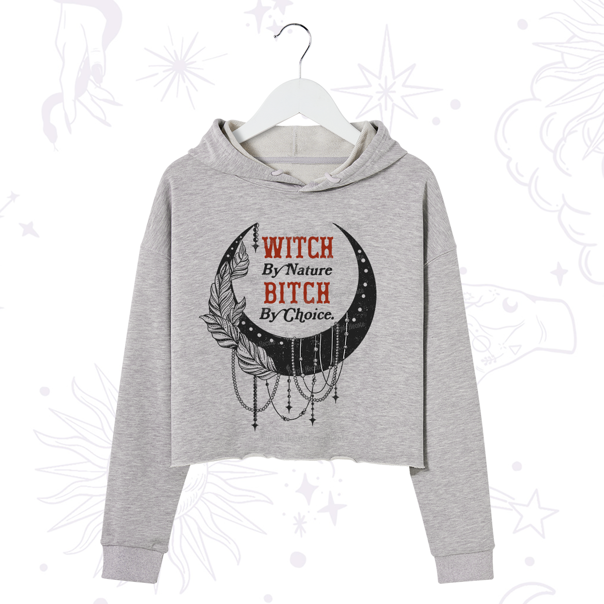 Purplehecate Witch By Nature Bitch By Choice Crop Hoodie