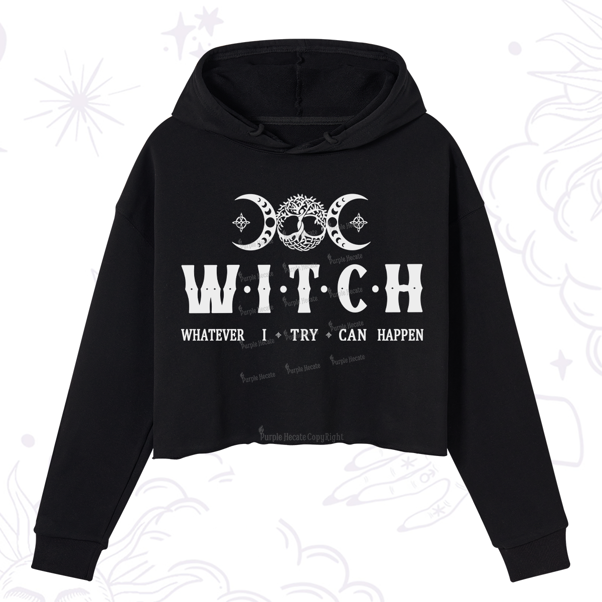 Purplehecate What I Try Can Happen Crop Hoodie