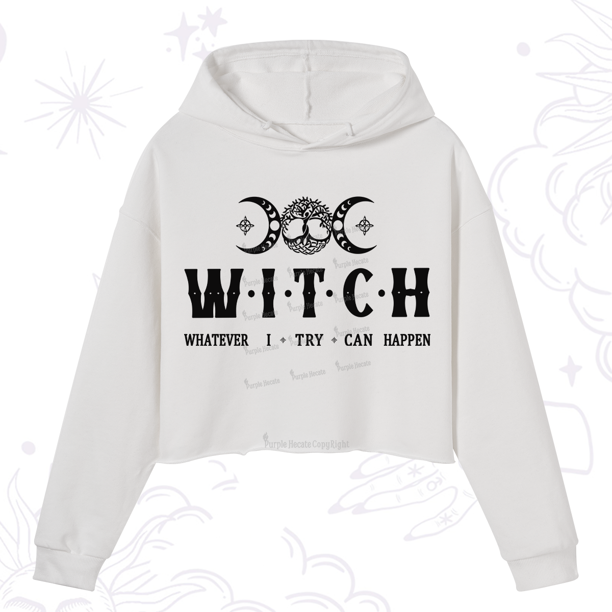 Purplehecate What I Try Can Happen Crop Hoodie