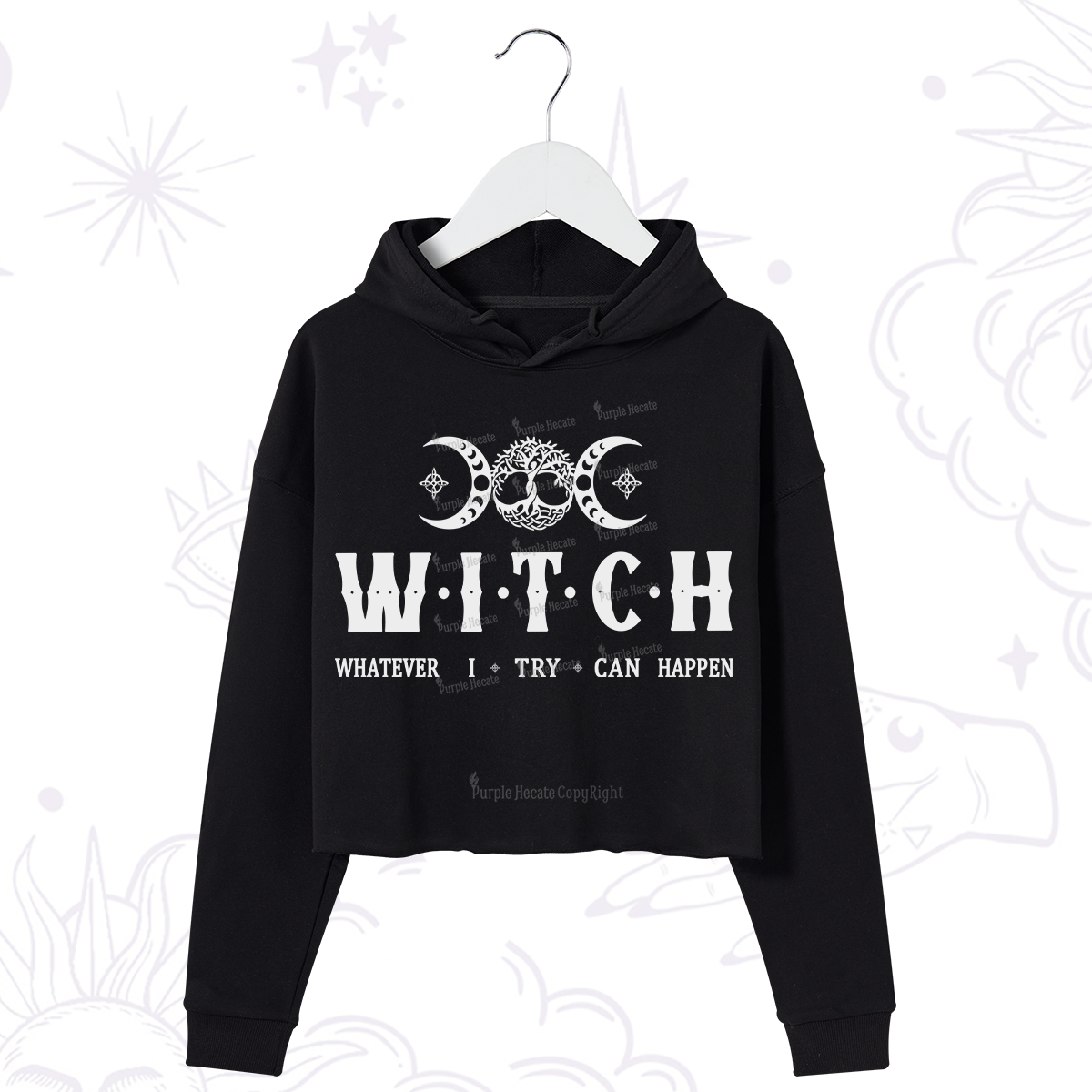Purplehecate What I Try Can Happen Crop Hoodie