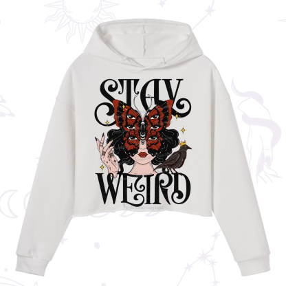 Purplehecate Stay Weird Gothic Butterfly Oracle Crop Hoodie