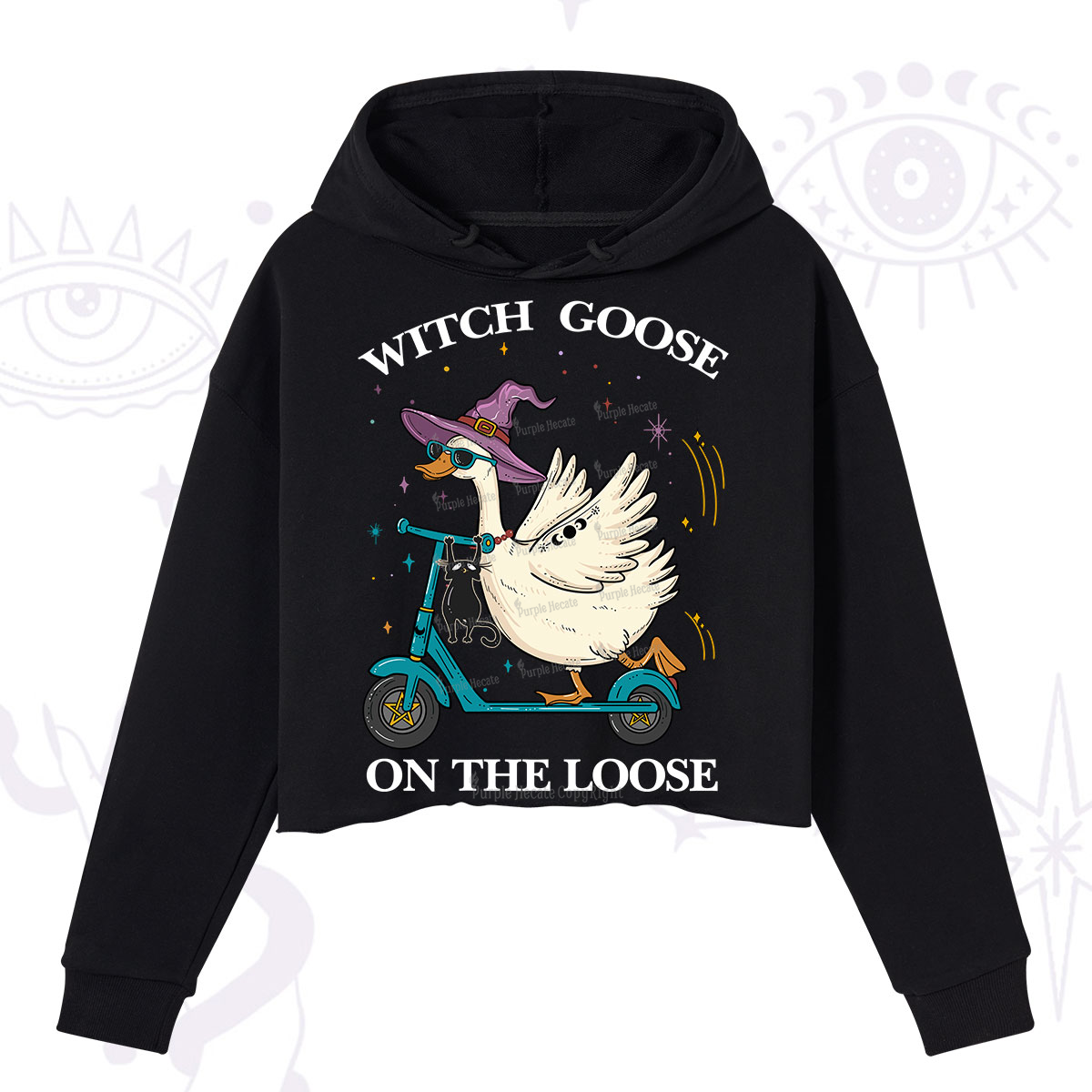 Purplehecate Witch Goose On The Loose Crop Hoodie