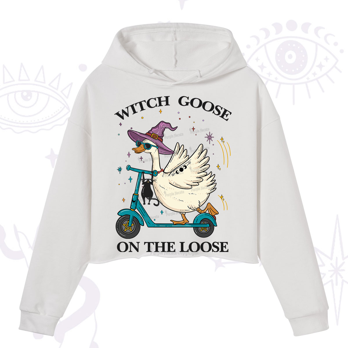 Purplehecate Witch Goose On The Loose Crop Hoodie