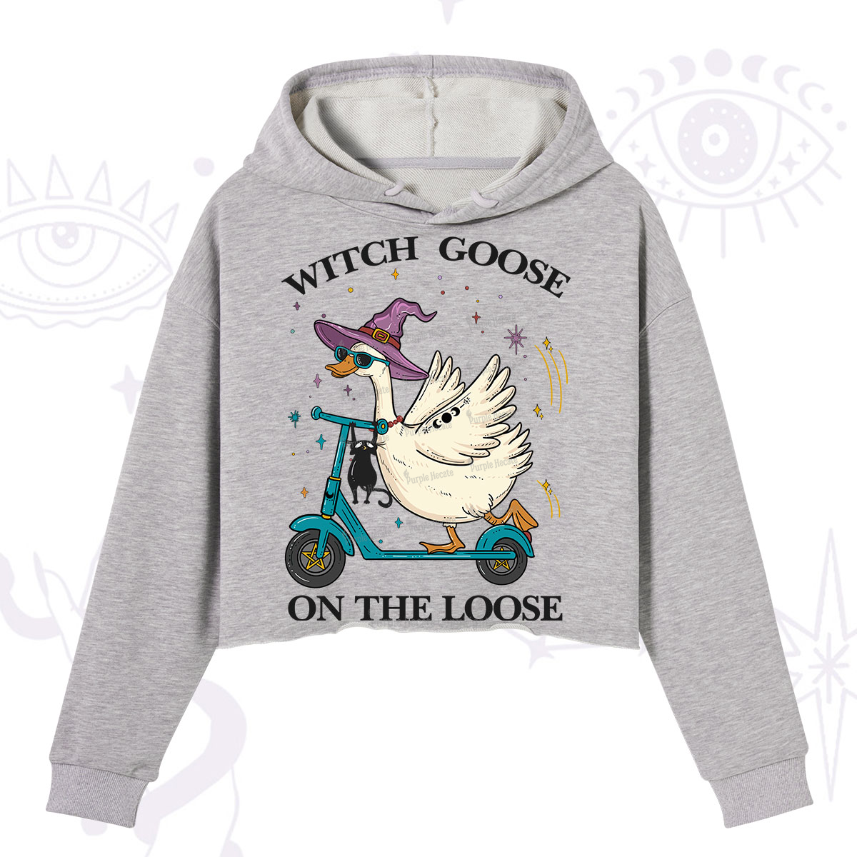 Purplehecate Witch Goose On The Loose Crop Hoodie