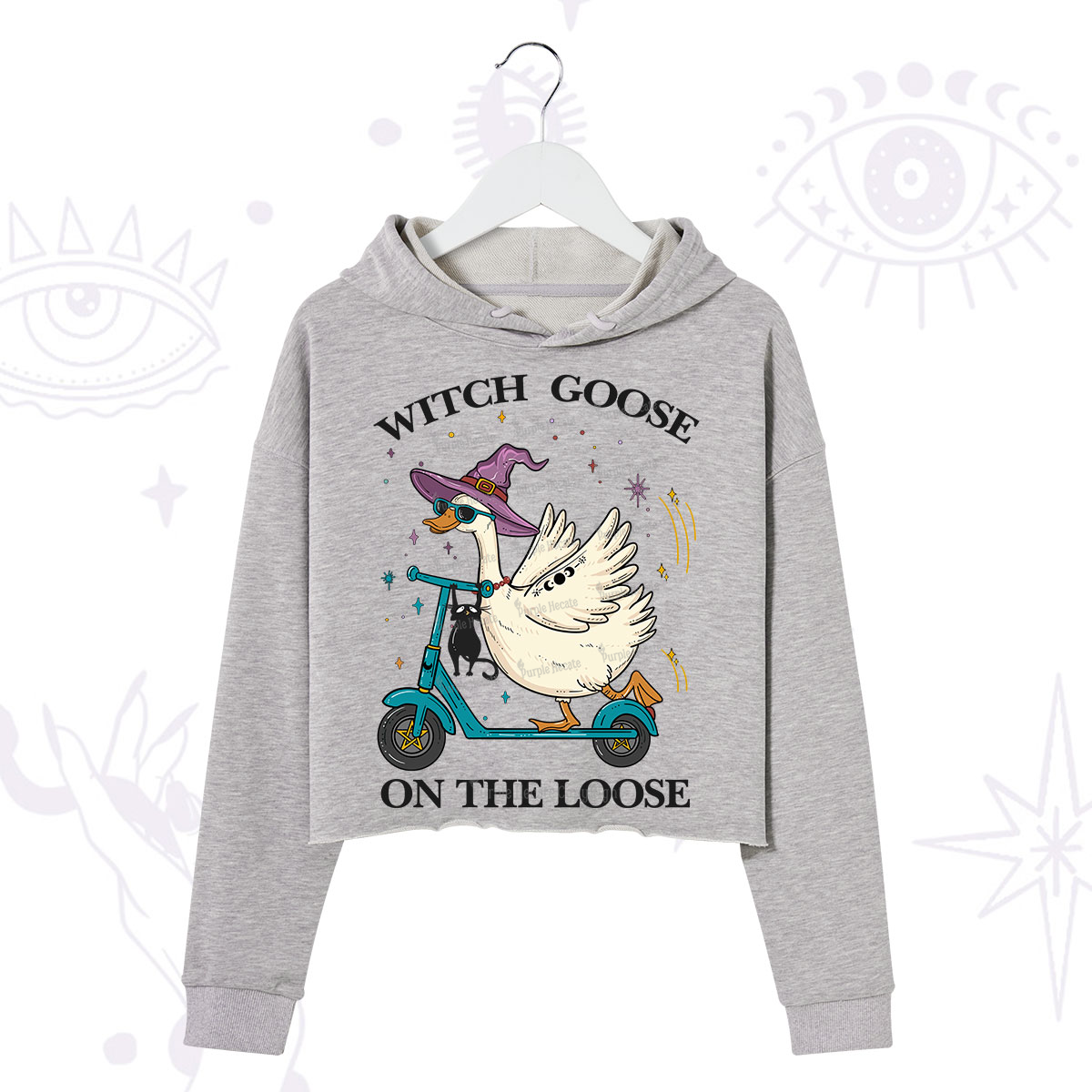 Purplehecate Witch Goose On The Loose Crop Hoodie