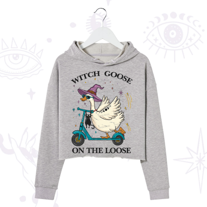 Purplehecate Witch Goose On The Loose Crop Hoodie