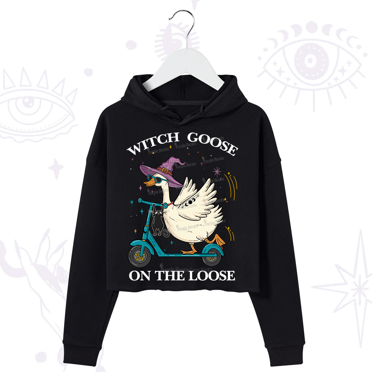 Purplehecate Witch Goose On The Loose Crop Hoodie
