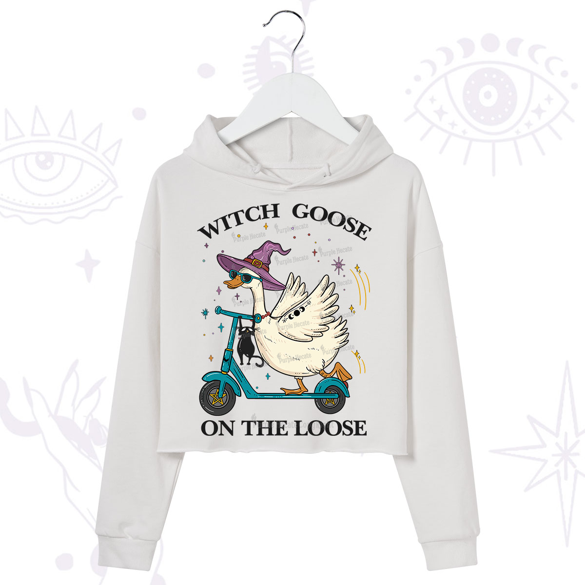 Purplehecate Witch Goose On The Loose Crop Hoodie