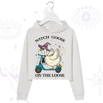 Purplehecate Witch Goose On The Loose Crop Hoodie
