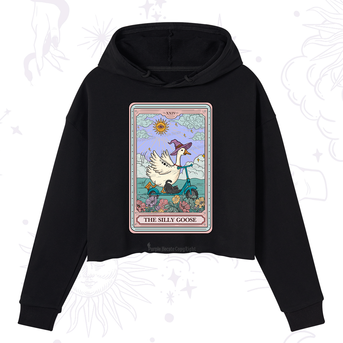 Purplehecate The Silly Goose Tarot Card Crop Hoodie