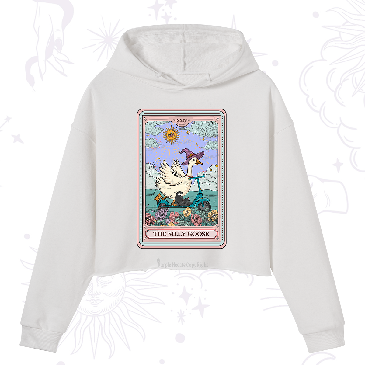 Purplehecate The Silly Goose Tarot Card Crop Hoodie