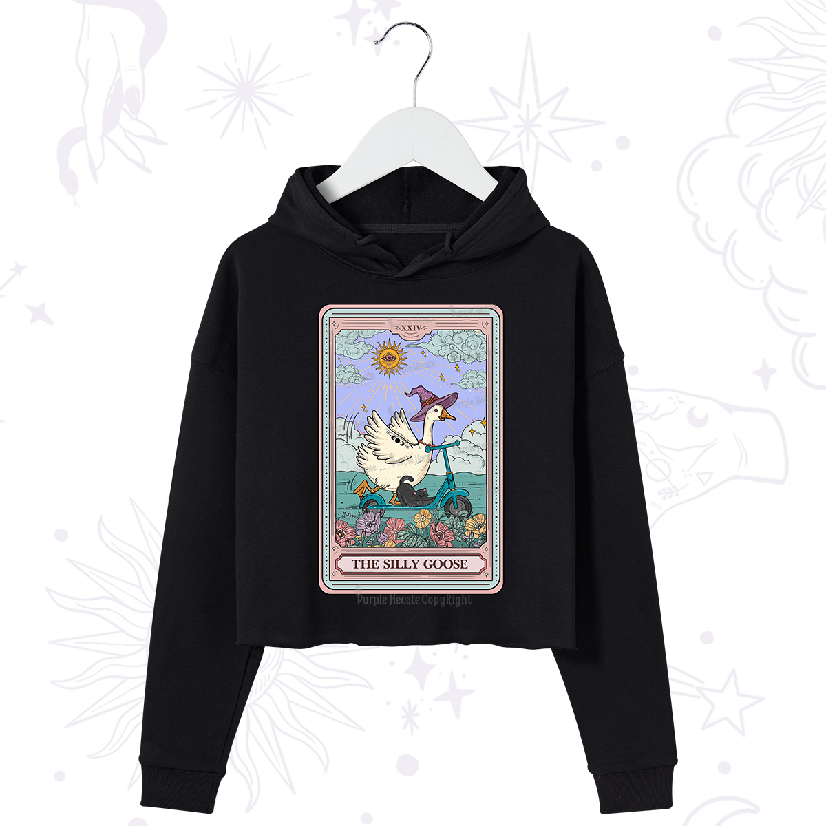 Purplehecate The Silly Goose Tarot Card Crop Hoodie