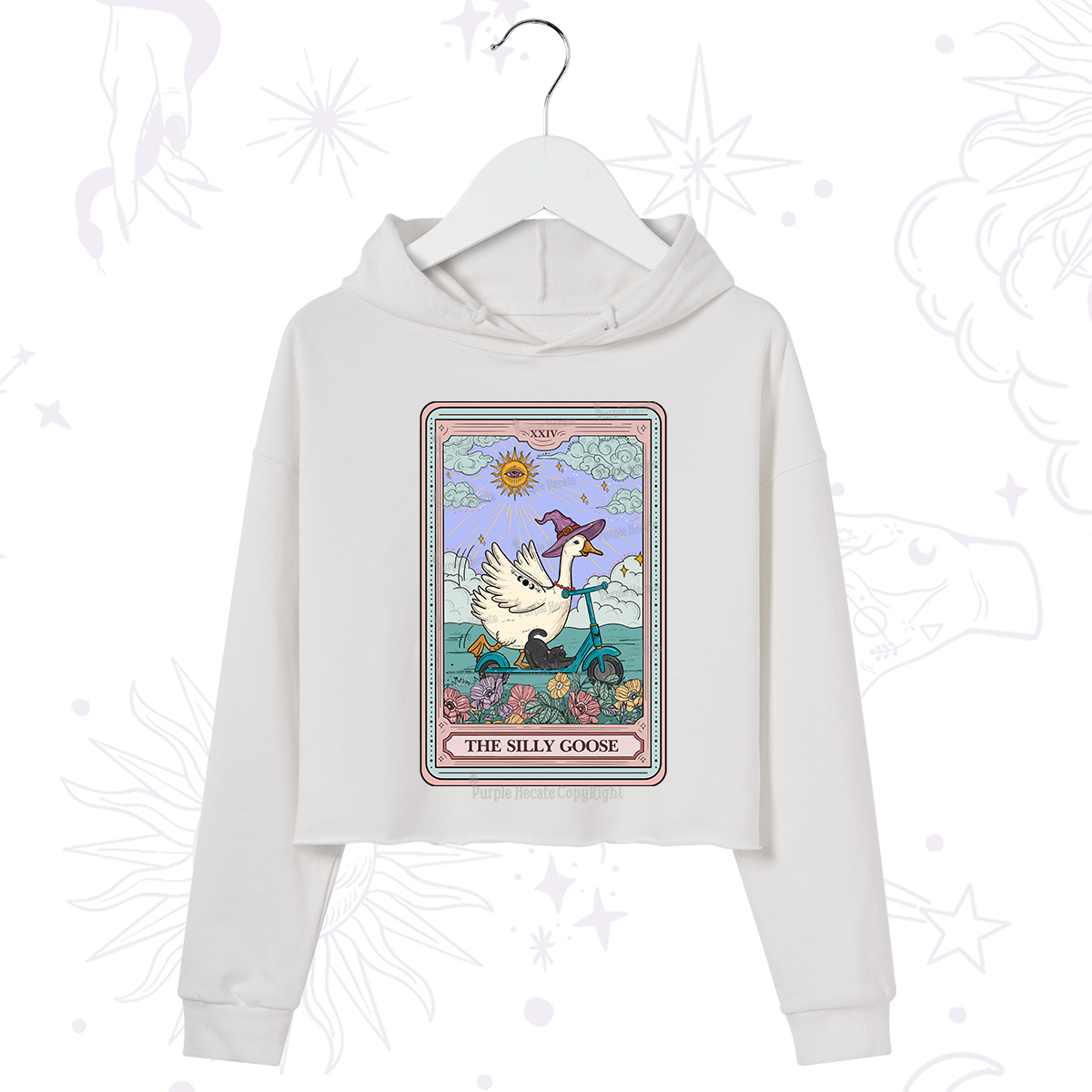 Purplehecate The Silly Goose Tarot Card Crop Hoodie