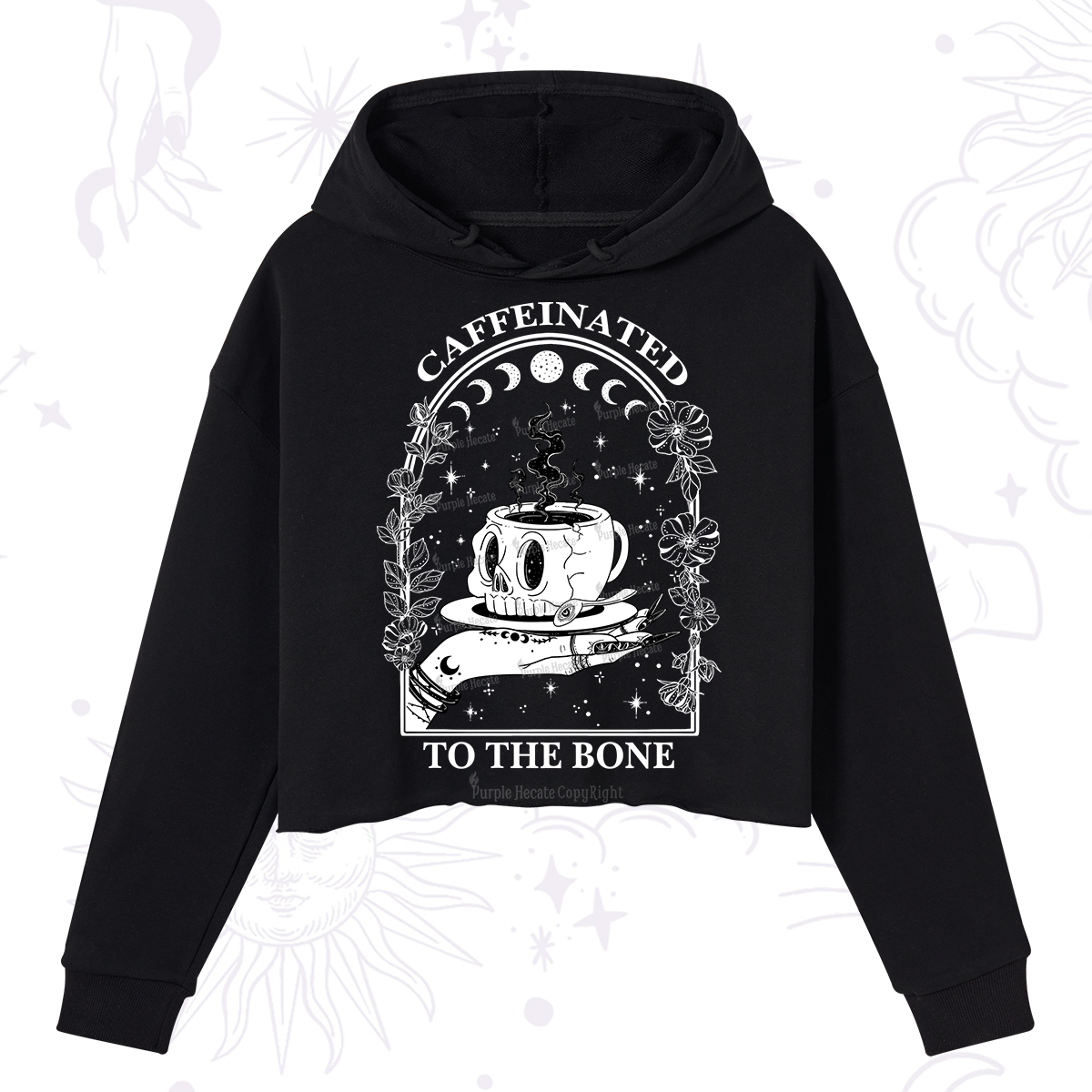 Purplehecate Caffeinated To The Bone Crop Hoodie