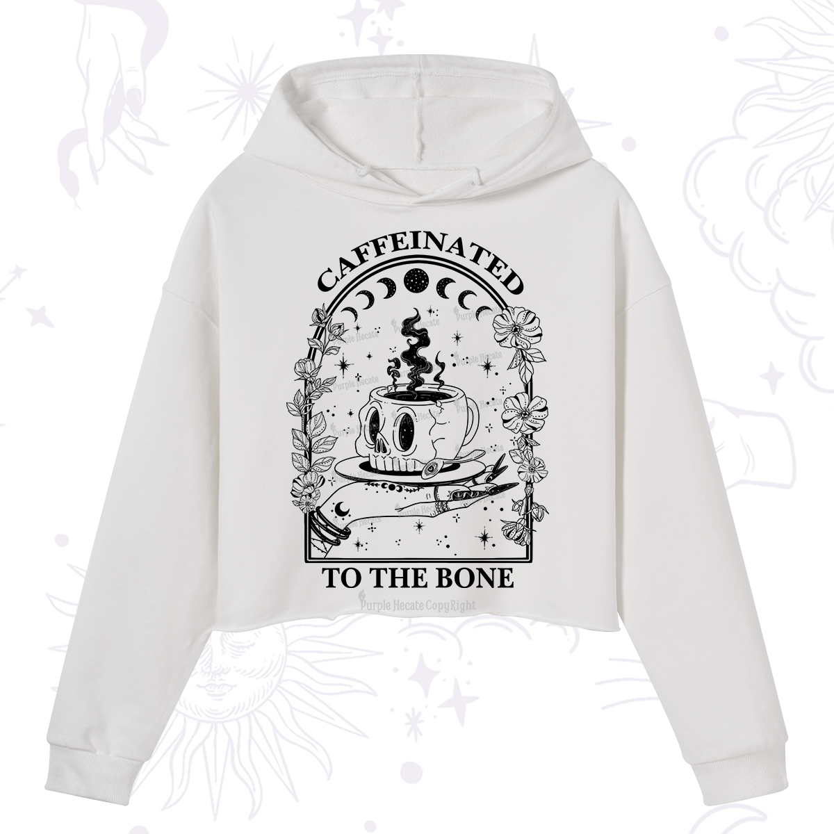 Purplehecate Caffeinated To The Bone Crop Hoodie