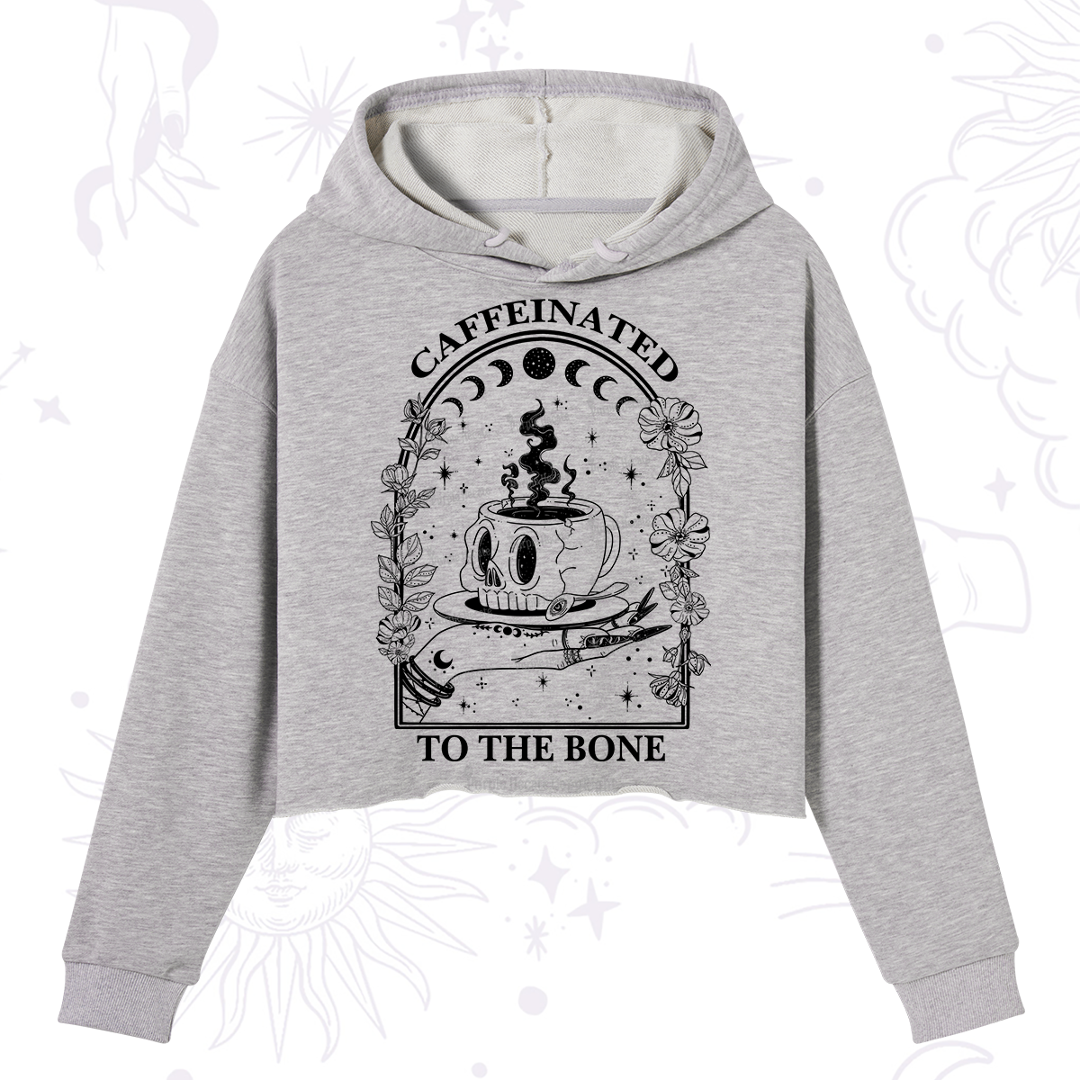 Purplehecate Caffeinated To The Bone Crop Hoodie
