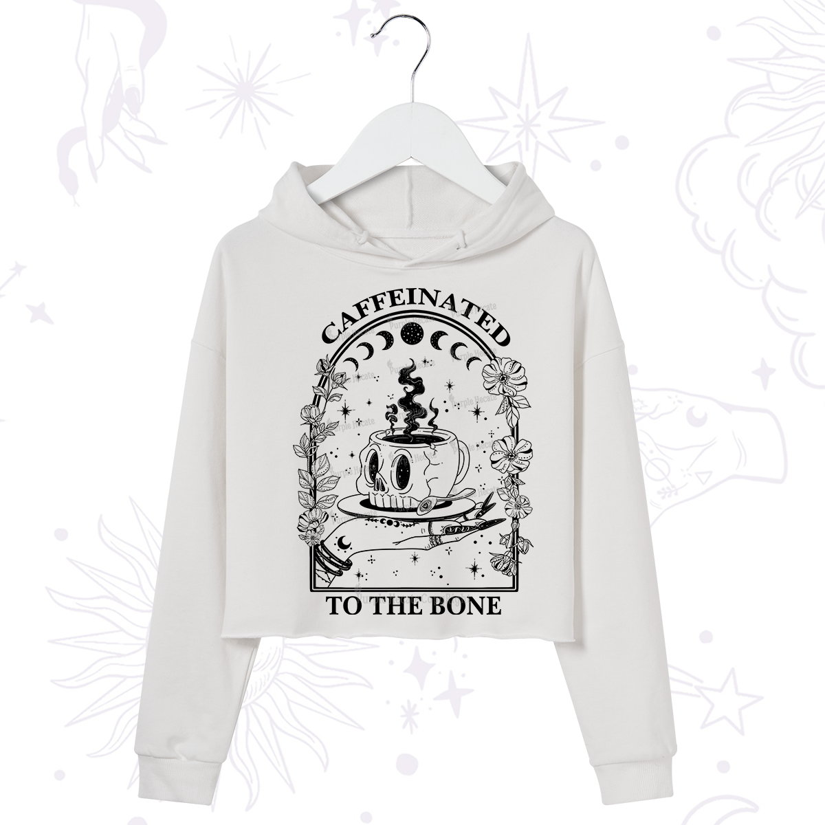 Purplehecate Caffeinated To The Bone Crop Hoodie