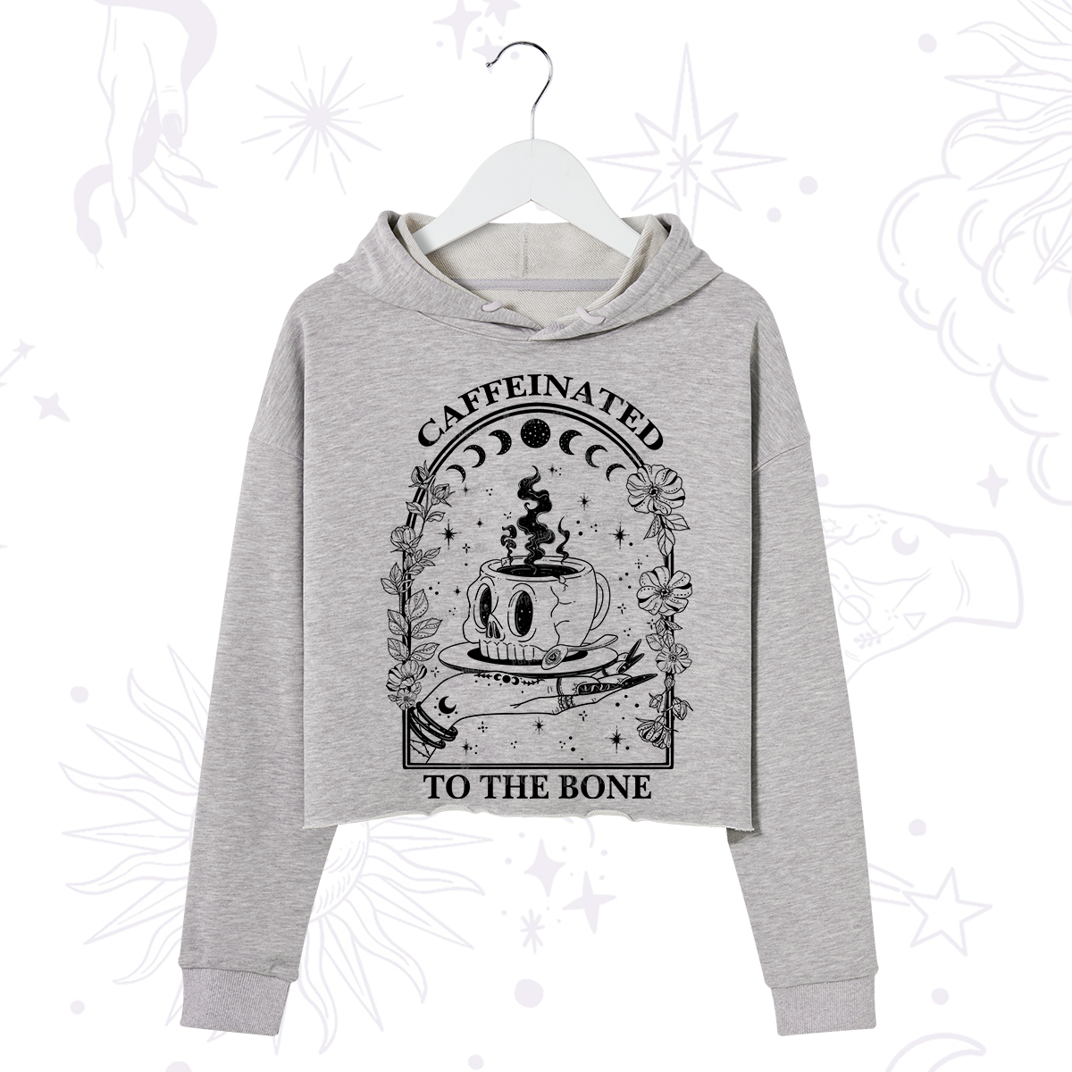 Purplehecate Caffeinated To The Bone Crop Hoodie