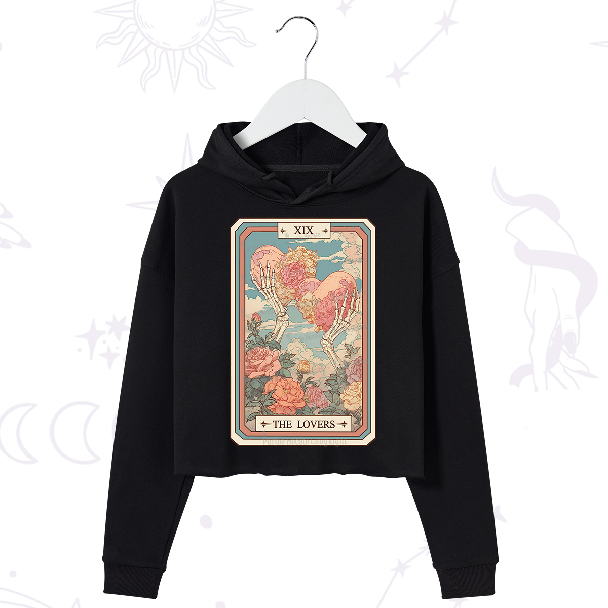 Purplehecate The Lovers Undying Heart Tarot Crop Hoodie