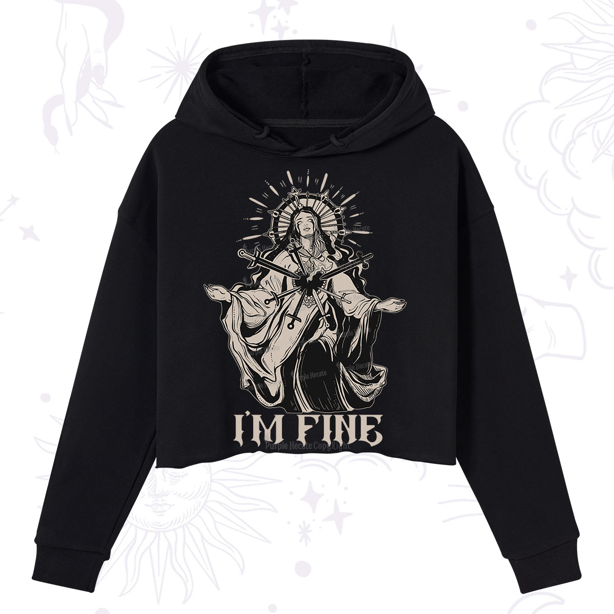 Purplehecate I'm Fine Crop Hoodie