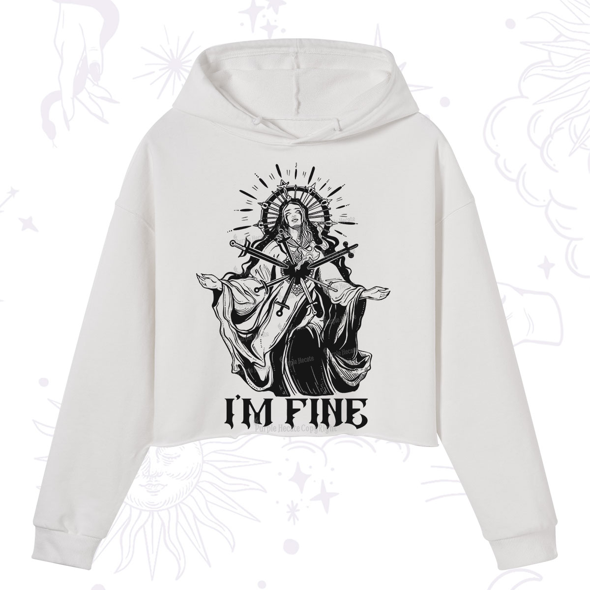 Purplehecate I'm Fine Crop Hoodie