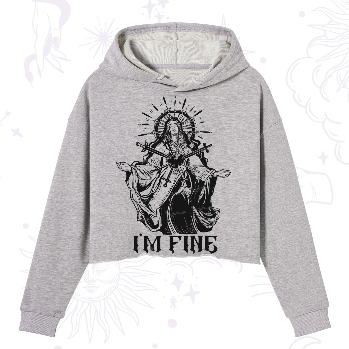 Purplehecate I'm Fine Crop Hoodie