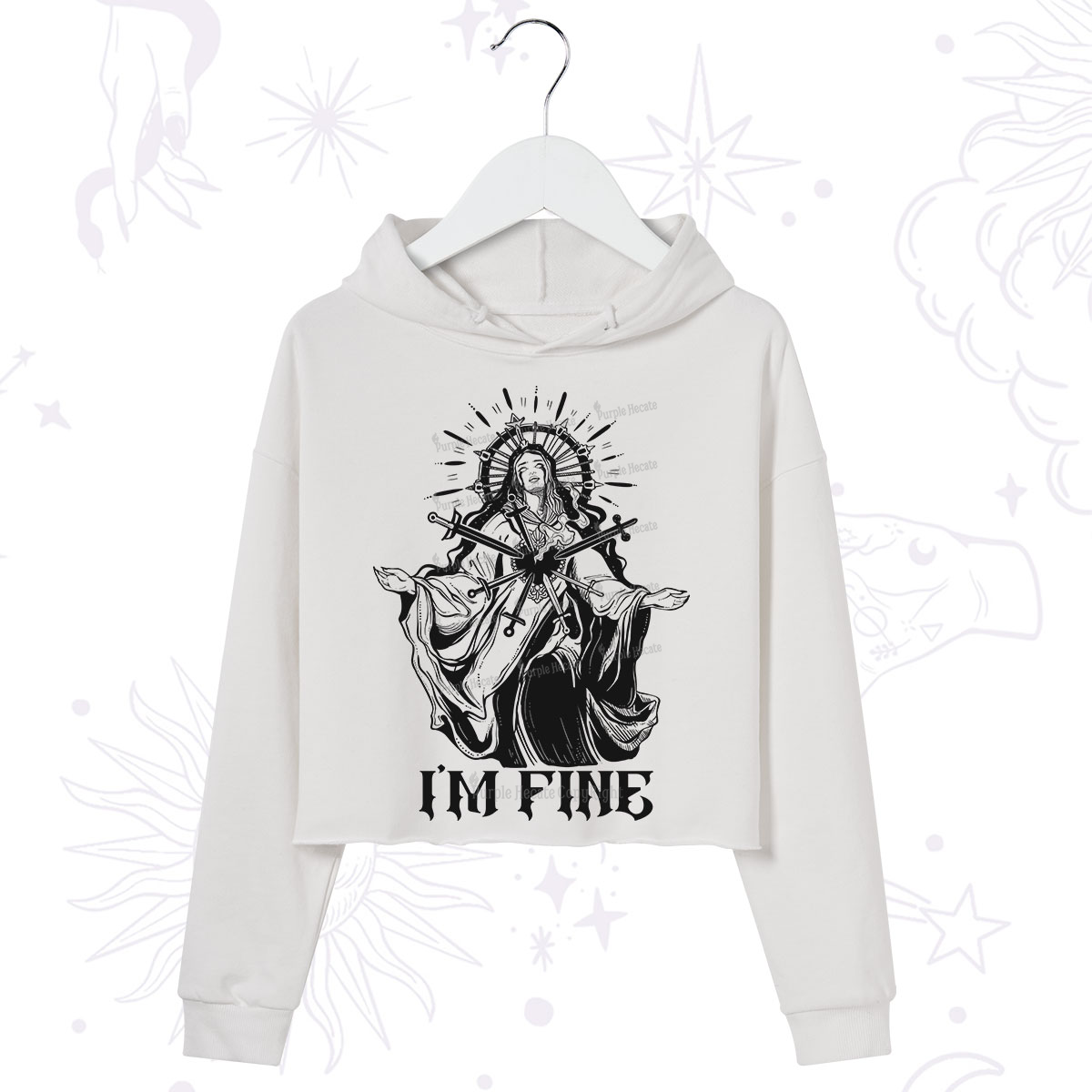 Purplehecate I'm Fine Crop Hoodie