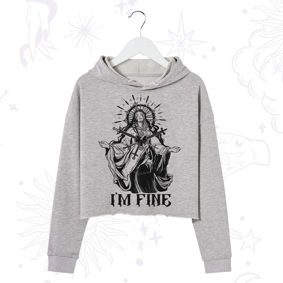 Purplehecate I'm Fine Crop Hoodie