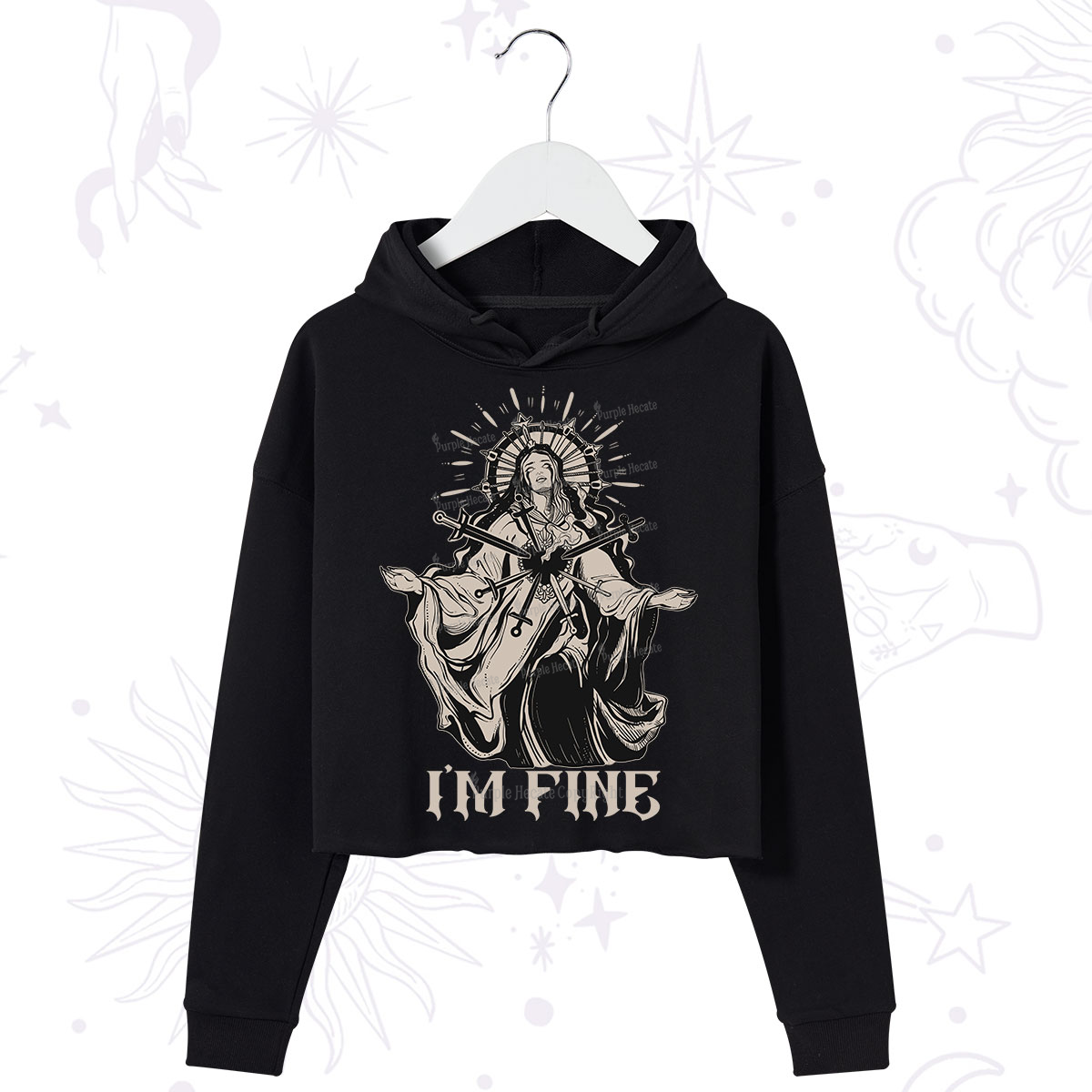 Purplehecate I'm Fine Crop Hoodie