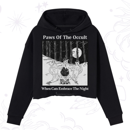 Purplehecate Witchy Cats Crop Hoodie