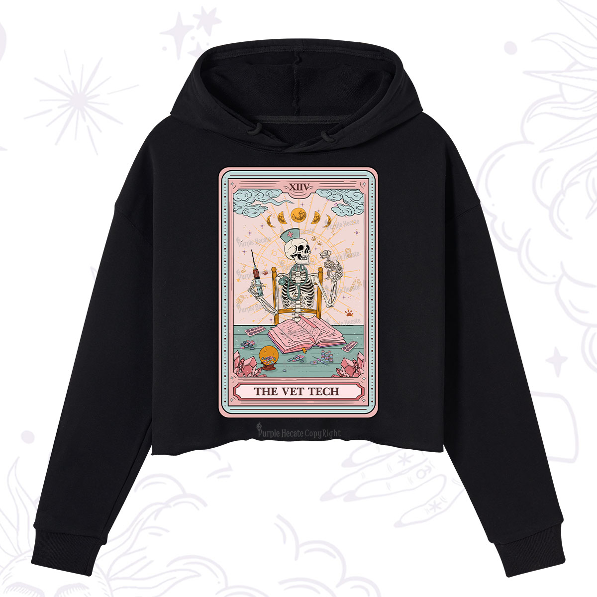 Purplehecate The Vet Tech Tarot Card Crop Hoodie