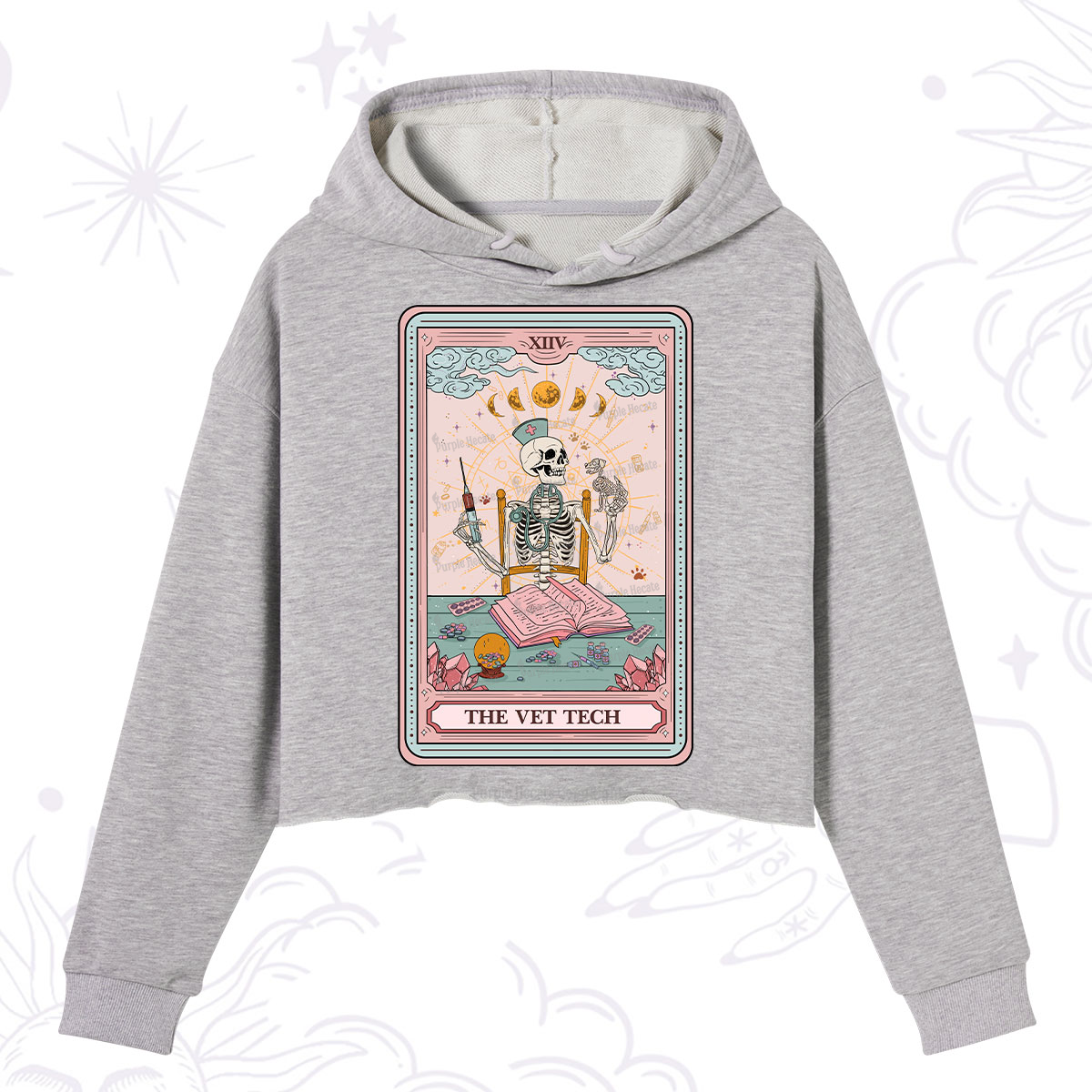 Purplehecate The Vet Tech Tarot Card Crop Hoodie