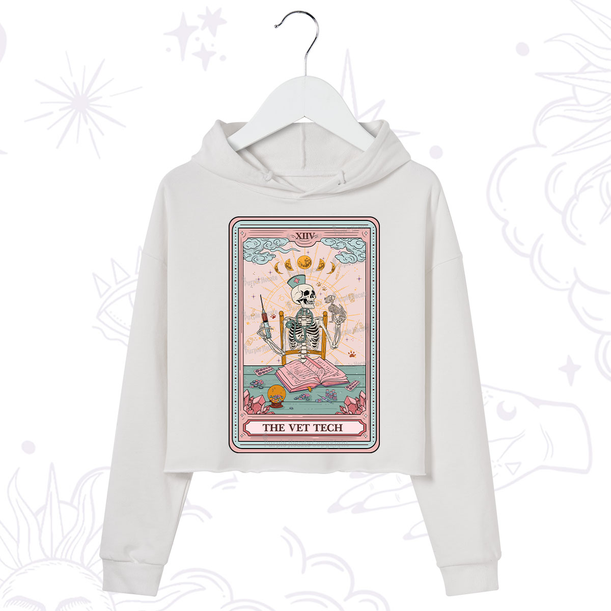 Purplehecate The Vet Tech Tarot Card Crop Hoodie