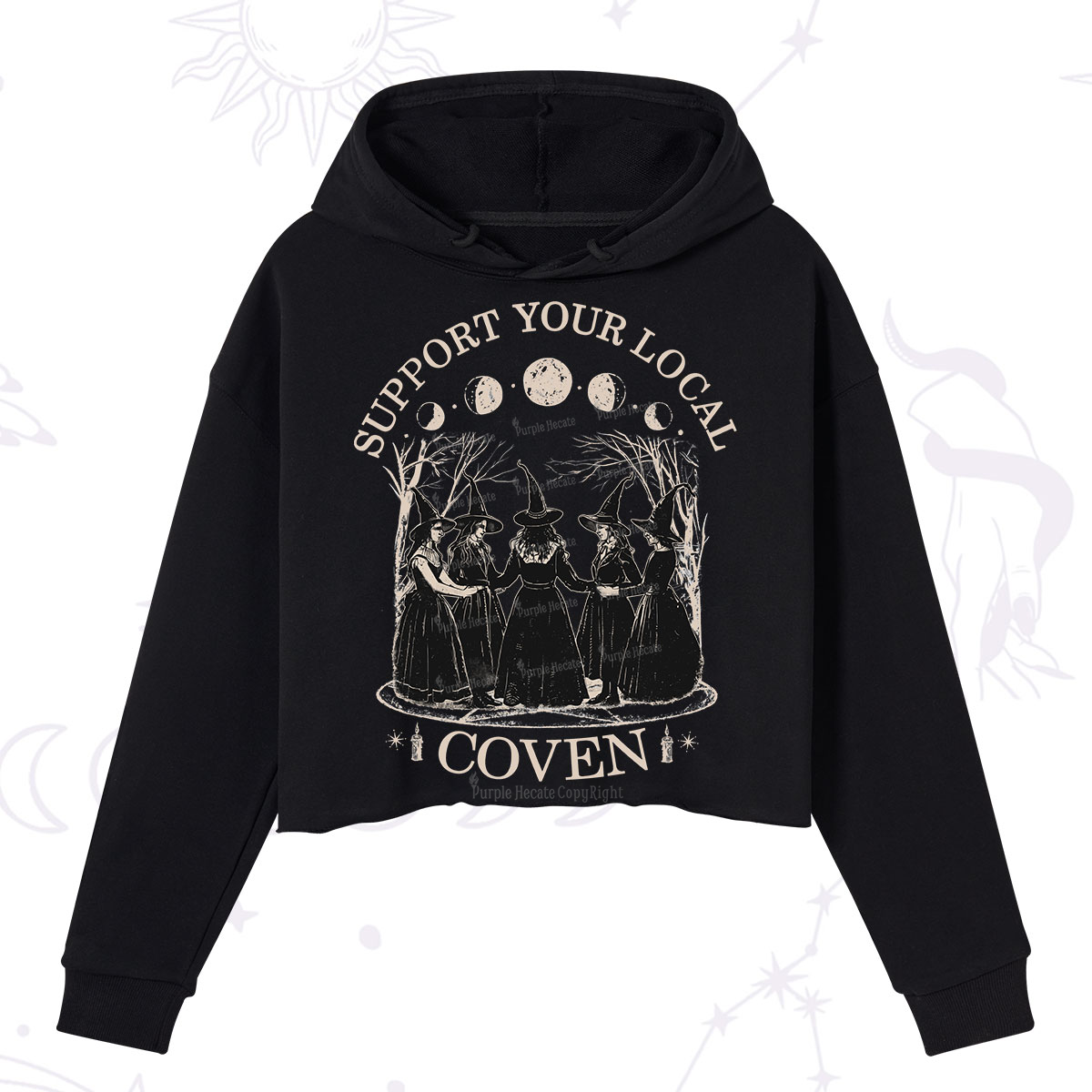 Purplehecate Support Your Local Coven Crop Hoodie