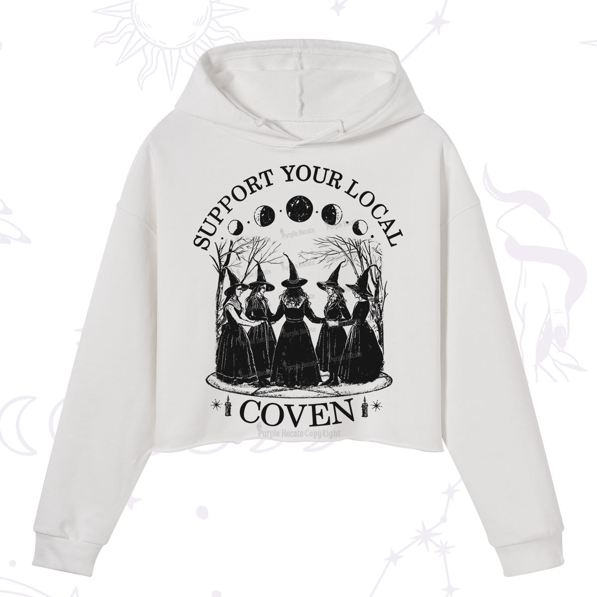 Purplehecate Support Your Local Coven Crop Hoodie